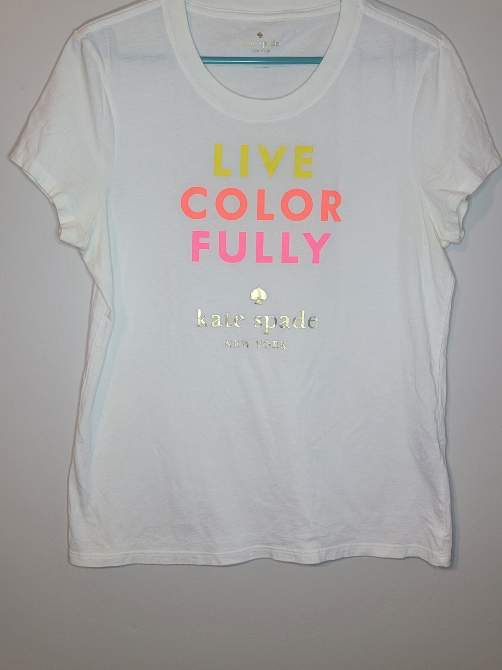 kate spade " Live Color Fully" White Tee